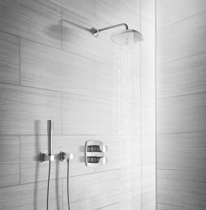 Встраивать душа. Встраиваемый душ Грое. Встроенный душ Grohe. Лейка верхнего душа встраиваемый Grohe Grandera 210 27974da0. Душевая стойка Grohe Grandera.
